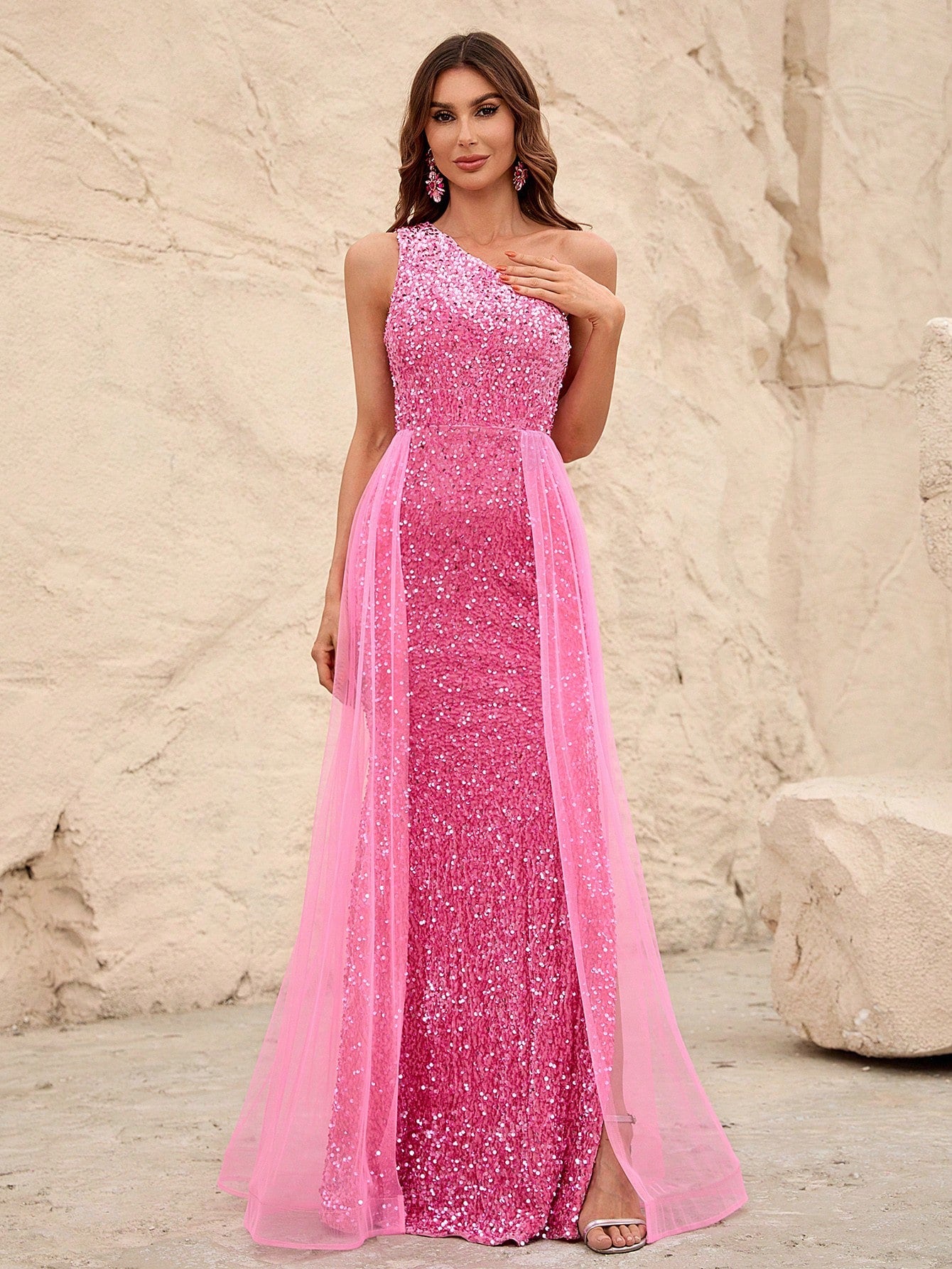 Elegant One Shoulder Sequin Mermaid Dresses