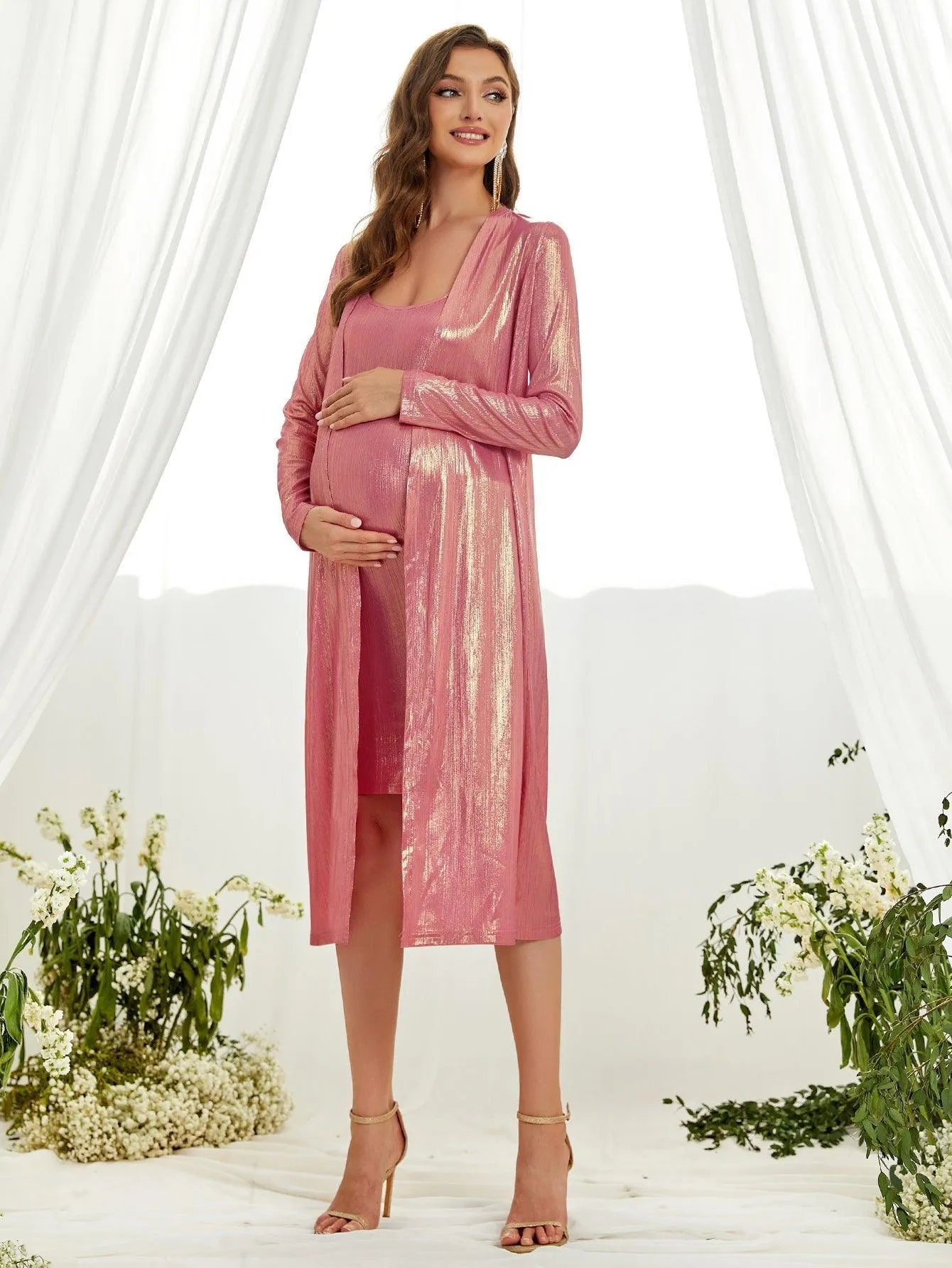 Maternity Metallic Two Pieces Set