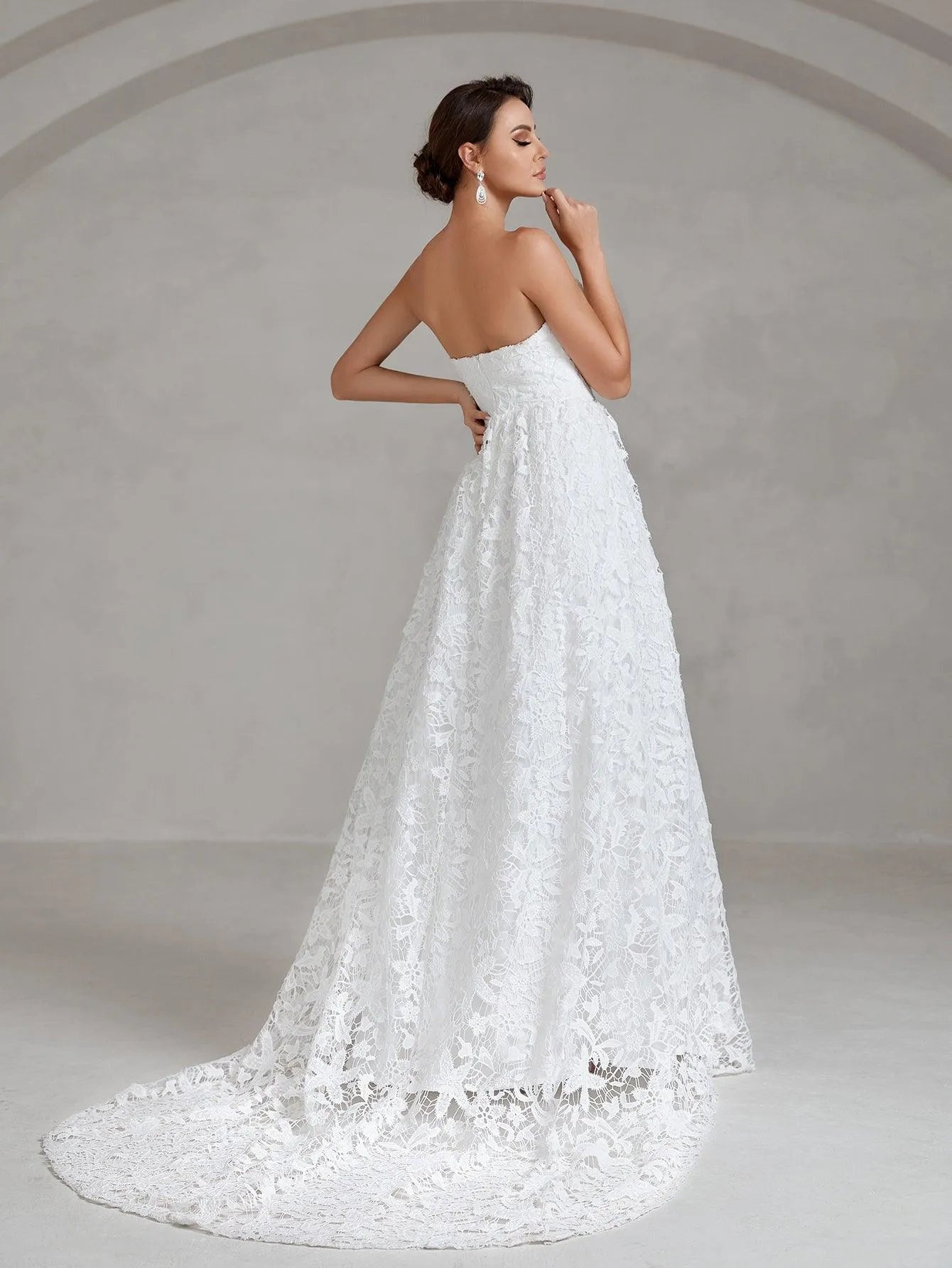 Elegant Lace Overlay Tube Wedding Dress