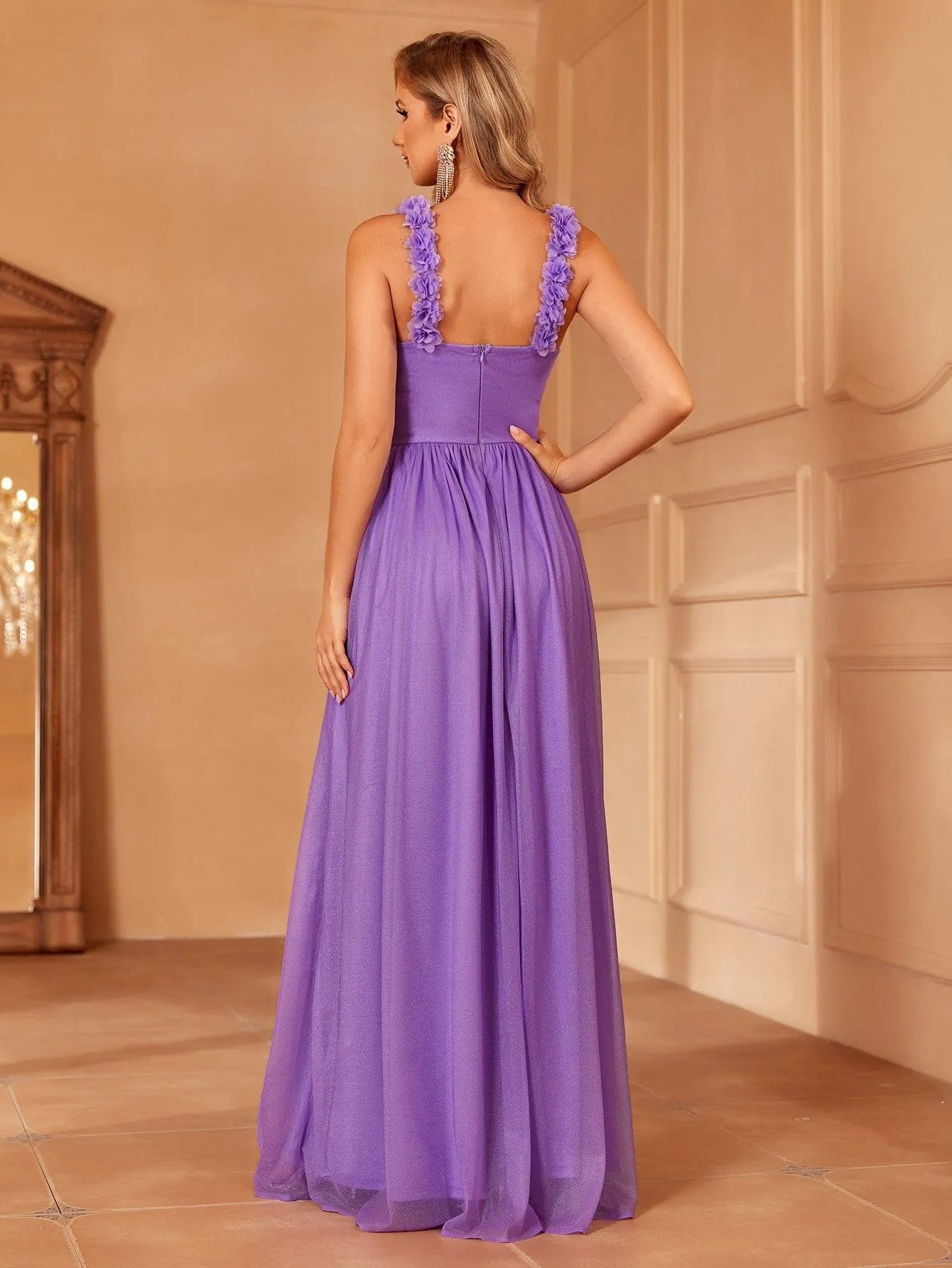 Solid Applique Cami  Bridesmaid Dress