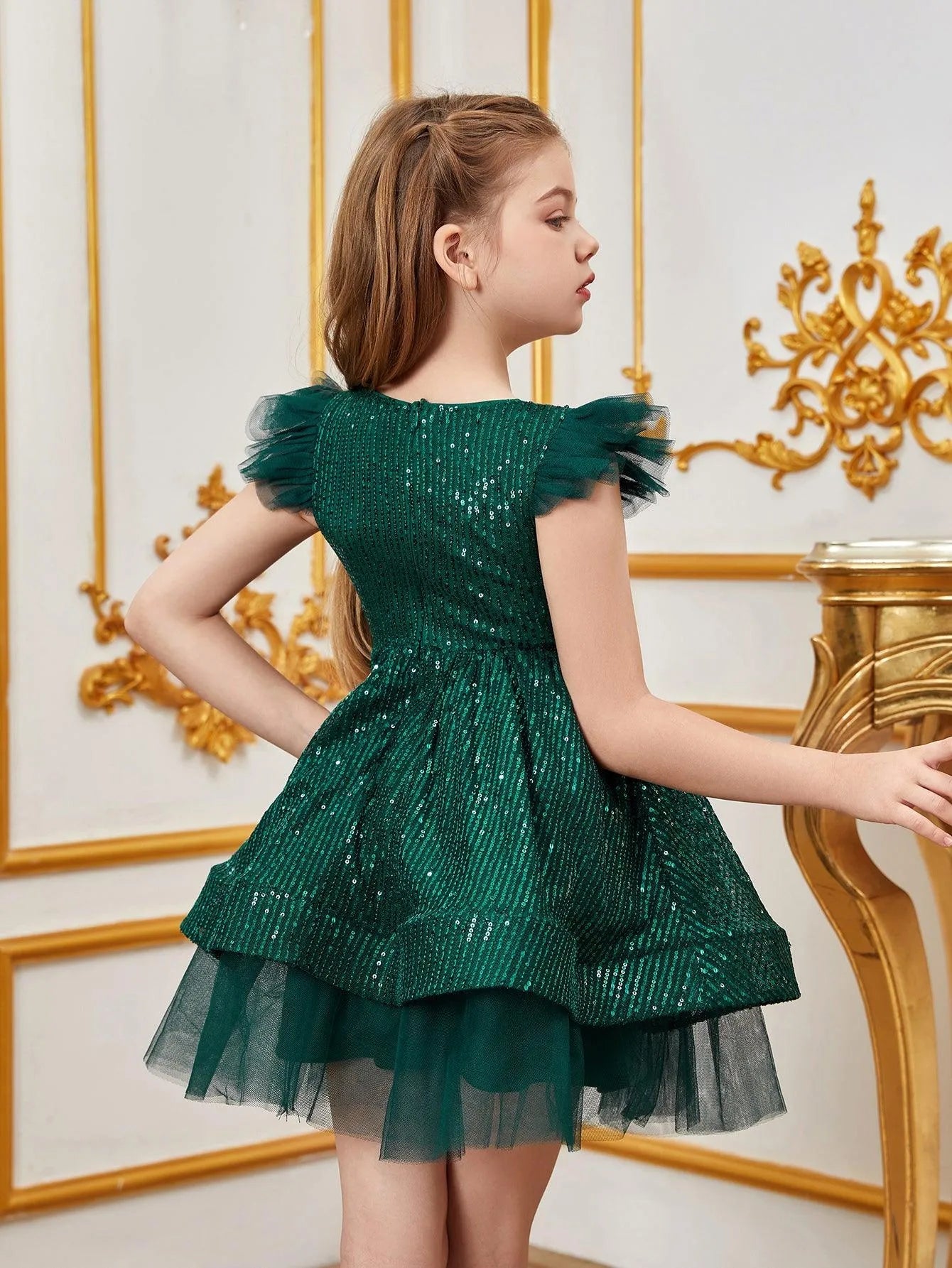 Tween Girls' Sparkling Cap Sleeves Sequin Party Dress