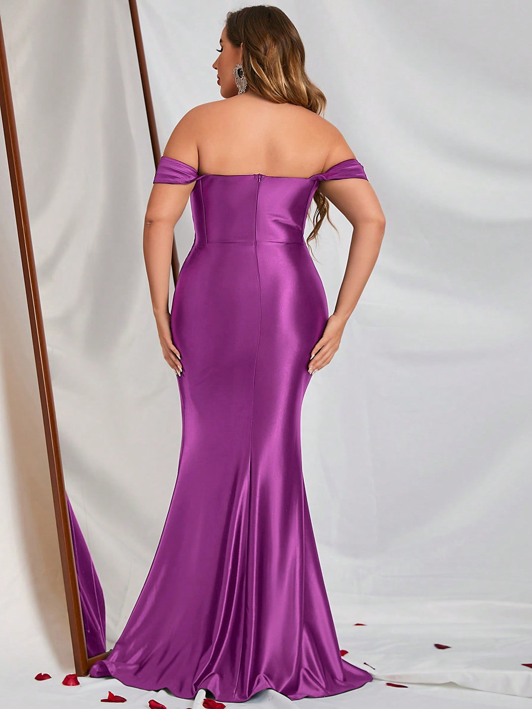 Plus Off Shoulder Satin Mermaid Dresses