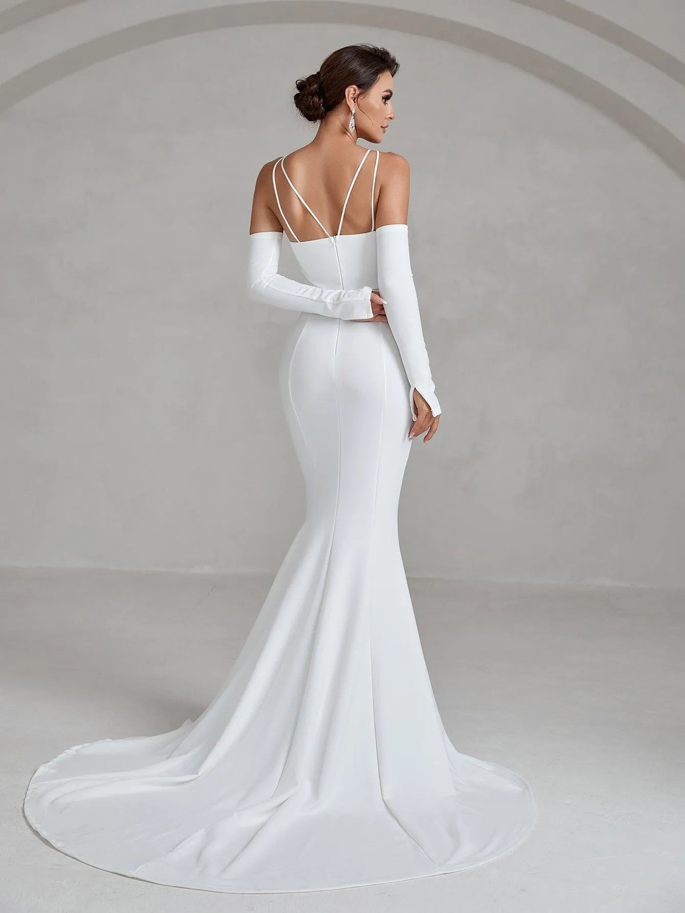 Crisscross Halter Neck Mermaid Hem Wedding Dress