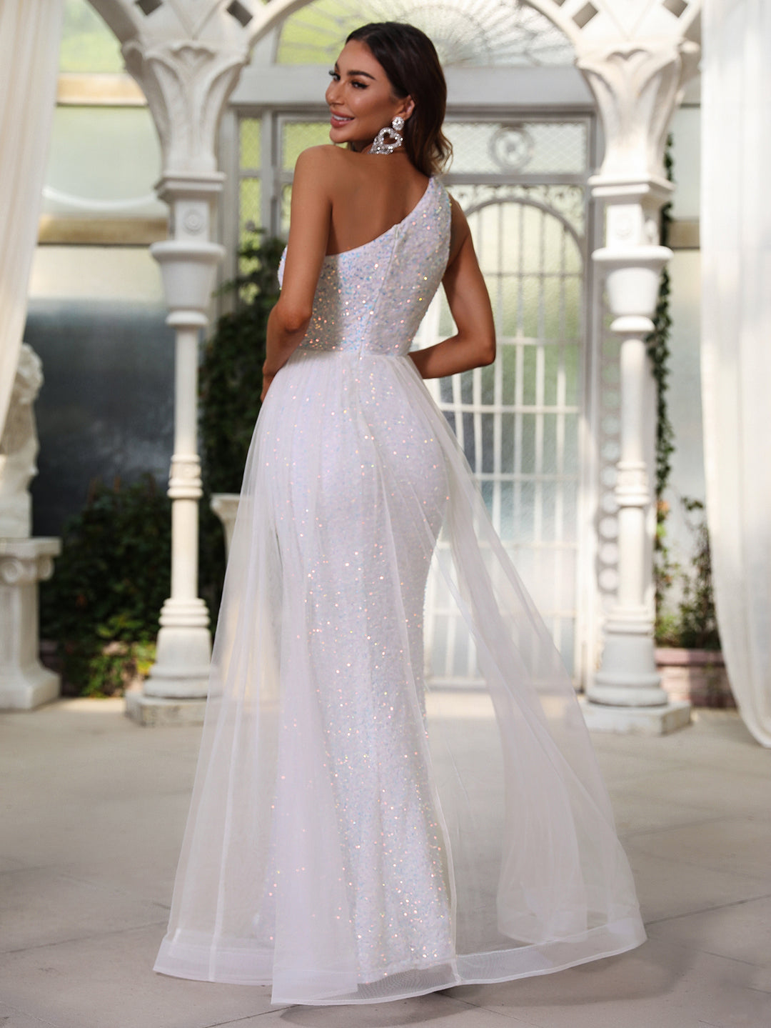 Elegant One Shoulder Sequin Mermaid Dresses