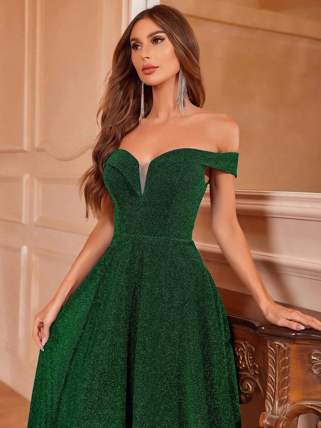 Sweetheart Neckline Glitter A Line Formal Dress